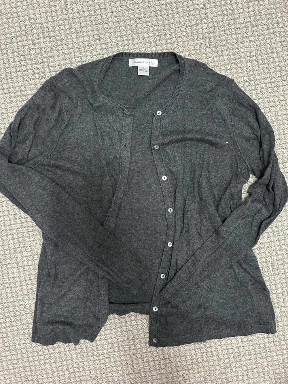 august silk Dark Charcoal Button-Front Lightweight Cardigan